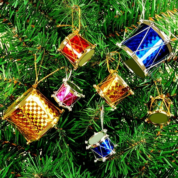 HOMEMAXS Drum Pendant Christmas Tree Decor Assorted Color Plastic Hanging Decorative Accessories for Party 30Pcs