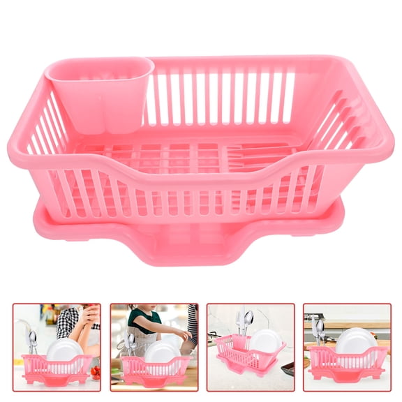 OULII  Minimalist Dish Drying Basket Pink ABS Kitchenware Home Use