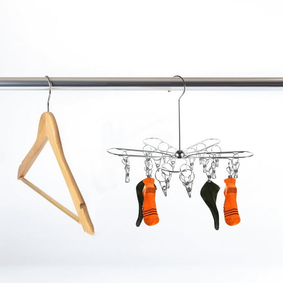 HOMEMAXS Drying Rack Laundry Pegs Sock Hanger Clothes Hangers Silver