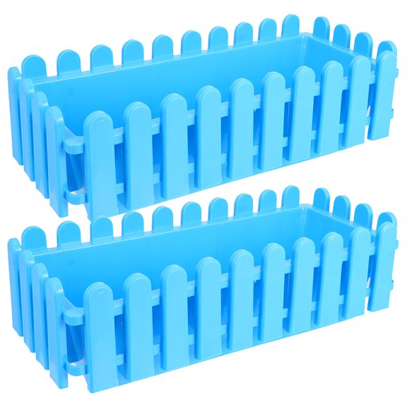 Set of 2 Plastic Rectangular Planter Boxes for Home Gardening, Perfect for Vegetables, Herbs, and Bonsai Plants