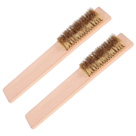 HOMEMAXS Durable Khaki Wooden Handle Brush for Cleaning Skateboards and Snowboards with Elastic Bristles 2pcs