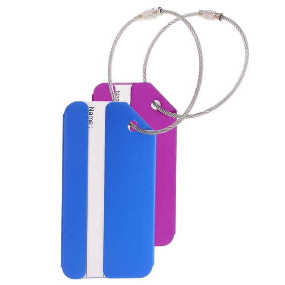 HOMEMAXS Durable Metal Luggage Tags for Easy Identification Includes 2 Tags with Name Cards and Metal Strings Multi Color 3.1 x 1.5 Inches