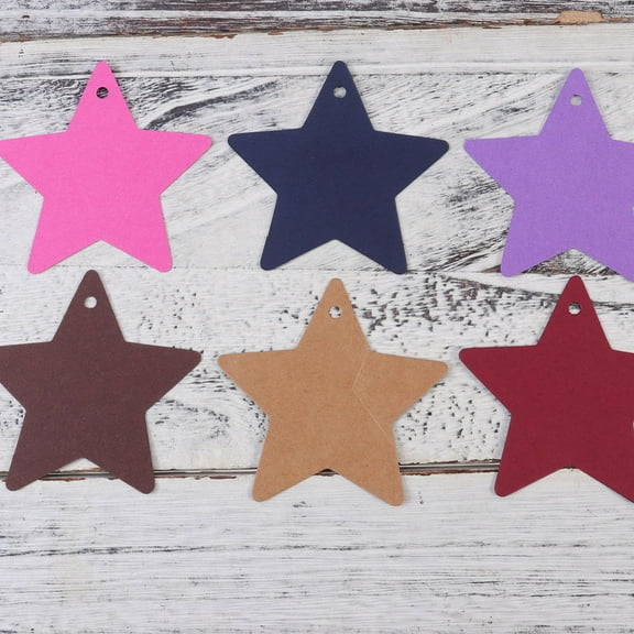 HOMEMAXS Durable Paper Gift Tags with Rope Assorted Colors Star Shape for Christmas Craft and Gifts 200pcs