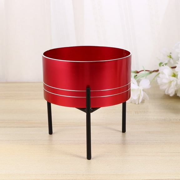 HOMEMAXS Durable Red Aluminum Alloy and Iron Flower Pot for Succulents Chic Desktop Decor for Home Office Size 5.5 Inches