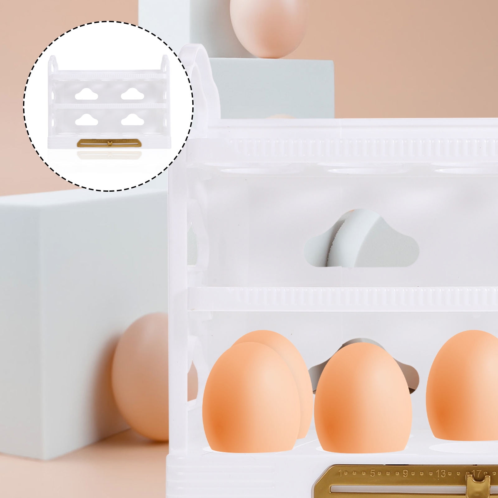 HOMEMAXS Egg Holder for Refrigerator 1 Set Flipped Container Multi Layer Household Egg Rack Box