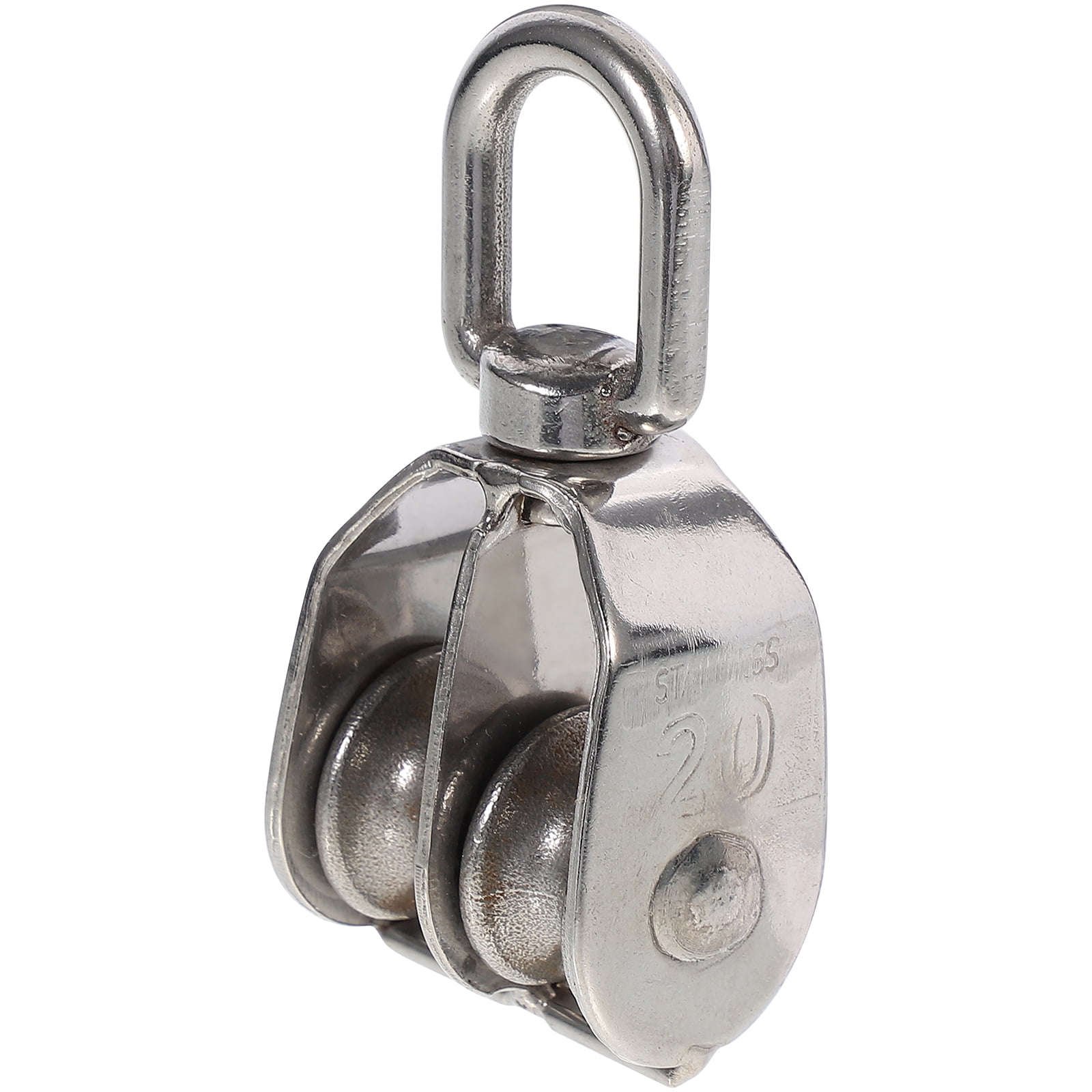 1Set Silver Stainless Steel Round Double Pulley for Lifting Rope ...