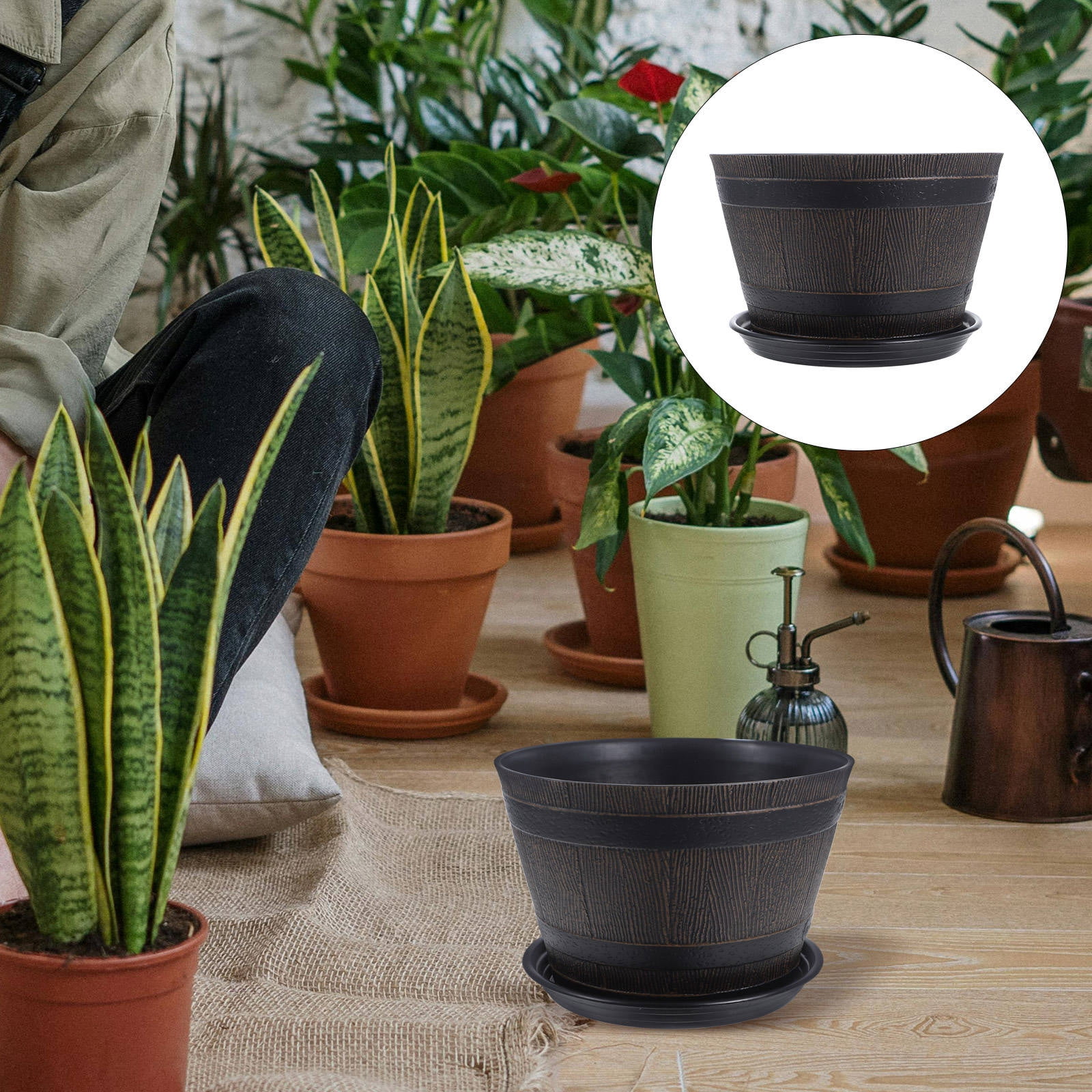 HOMEMAXS Extra Large Indoor Plant Pots Wooden Bucket Flowerpot - Walmart.com