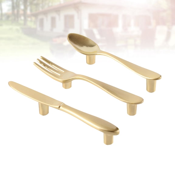 HOMEMAXS Fashion Door Handle for Home Decoration Golden Zinc Alloy Modern Style Pull Handles for Furniture 3 Pieces