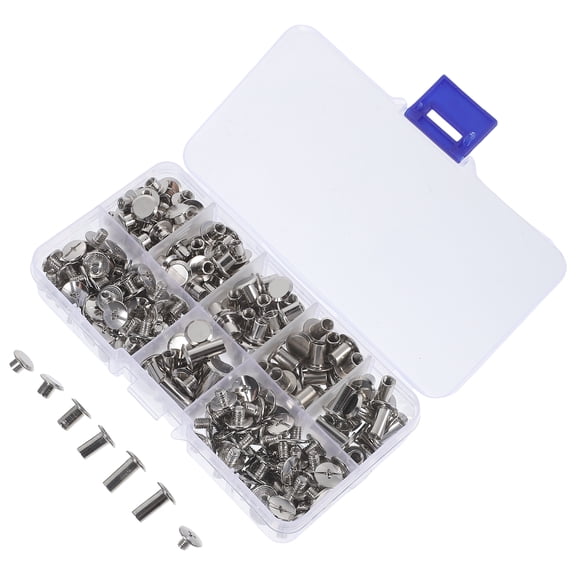 HOMEMAXS Flat Head Stud Screws Chains Carabiner Apparel Rivets Silver