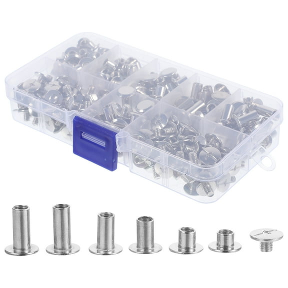 HOMEMAXS Flat Head Stud Screws Jewelry Button Apparel Rivets Studs Silver