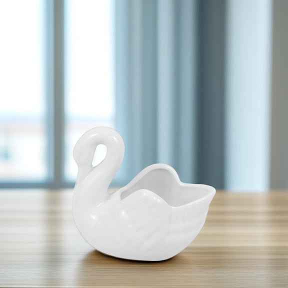 VERDANVERSE Elegant White Swan Shaped Planter for Garden and Yard Plant Lovers