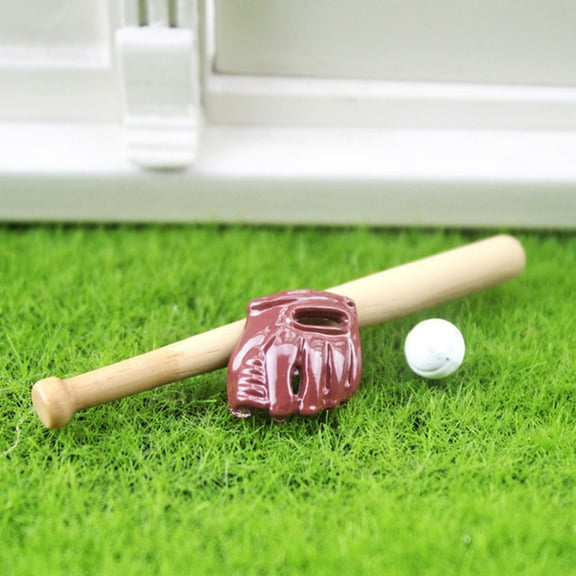 1 Set Miniature Baseball Bat Glove Ball Kit for Children with Wood Resin Material Assorted Color