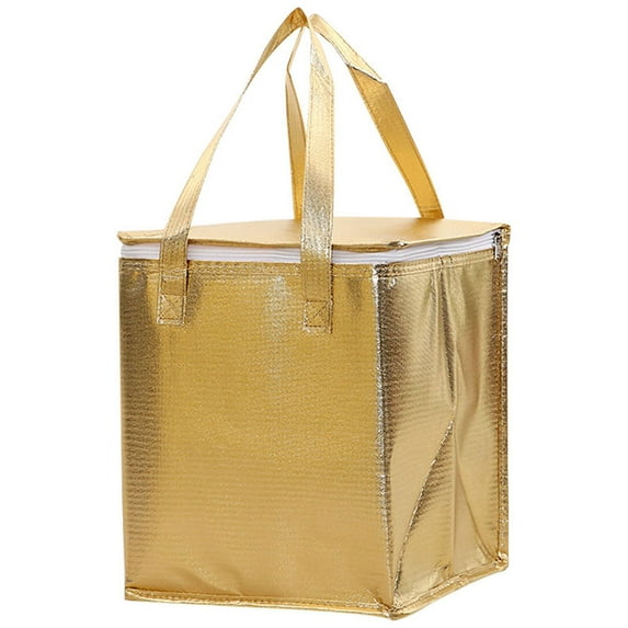 Minkissy Shopping Insulated Bag Non Woven Fabric Golden 1Pcs 14.6x13x11.8in