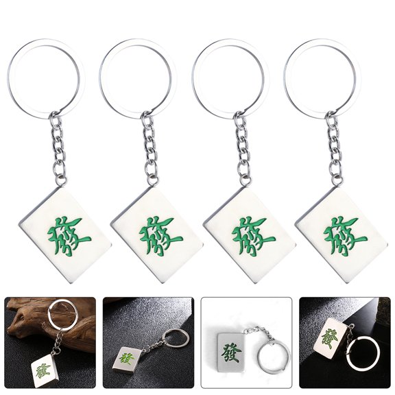 Fortune Mahjong Key Decor with Gentle and Practical Design for Bags or Keys zinc alloy Multi 4pcs