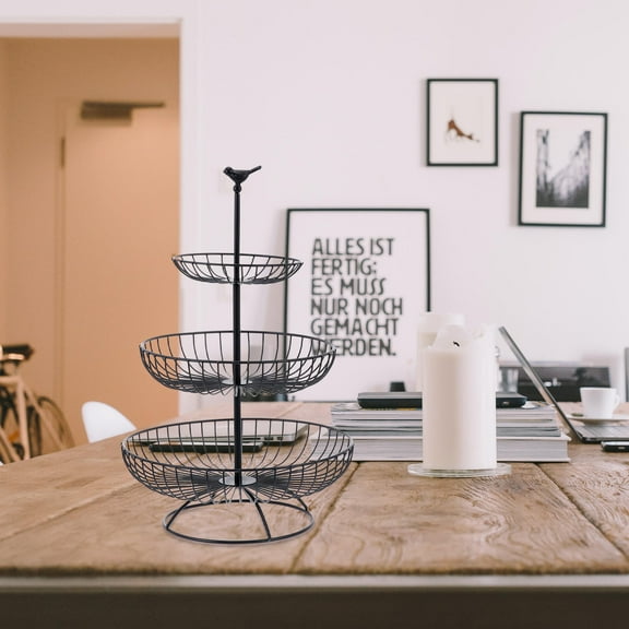 HAMPPLIES Fruit Basket Three Tier Iron 1Pcs 18.47X11.79X11.79in