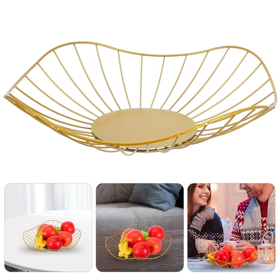 HOMEMAXS  Fruit Basket for Kitchen Small Wire Plate Wrought Iron