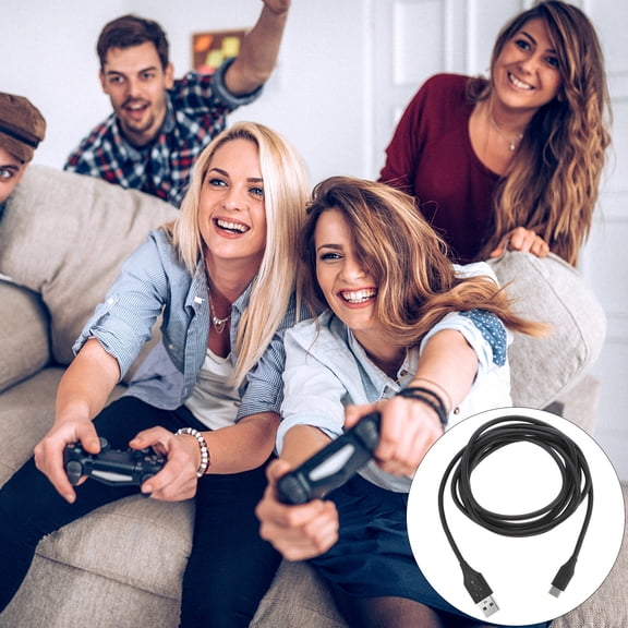 HOMEMAXS  Game Handle USB Cable Charging Cord Cables Data Charger Black