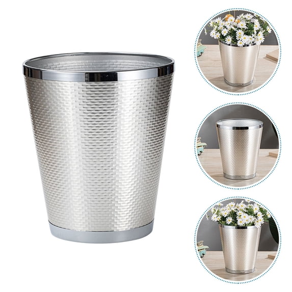 HOMEMAXS Garbage Can Chrome Bathroom Trash Litter Automatic Office Silver