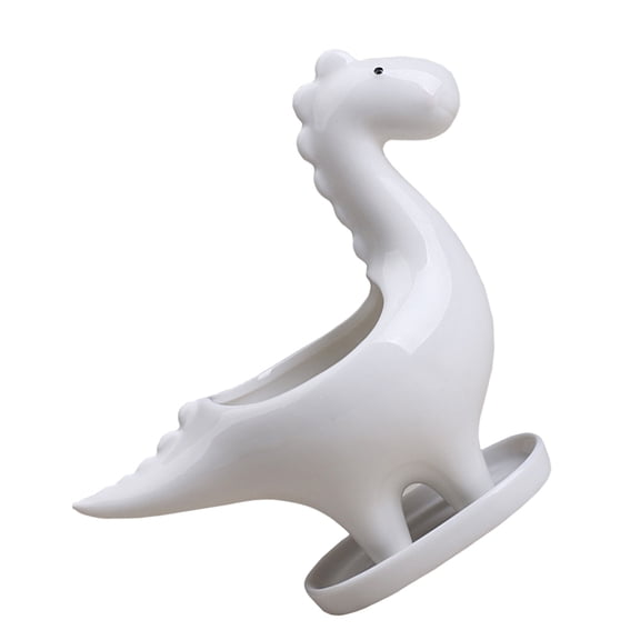 Decorative White Dinosaur Flower Pot for Garden Plants, Cute Plant Container 18x15.5x7.3CM, Indoor Outdoor Use