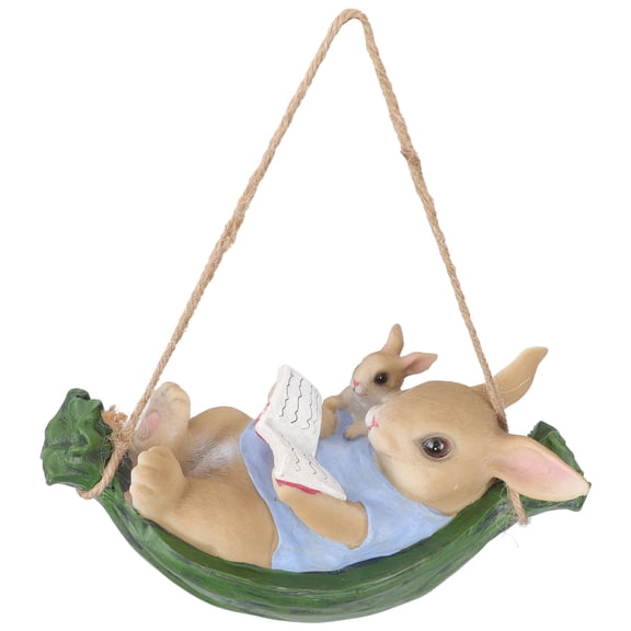 Garden Ornaments Fairy Outdoor Swing Bunny Rabbit Statue
