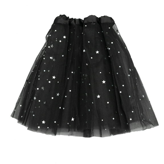 YOSADIER Girls Ballet Tutu Skirt Tulle Layered Skirt Black Polyester 1Pcs