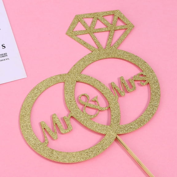 Glittering Mr& Topper for Wedding Decoration Golden Paper Party Supplies 4 Inch