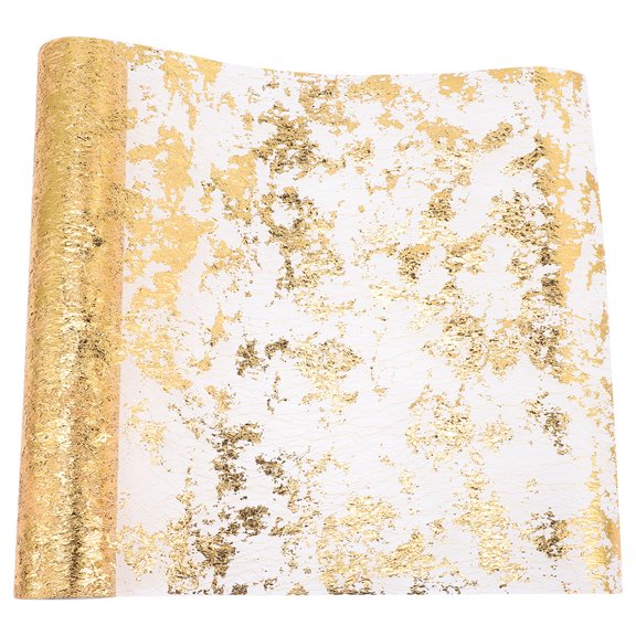 jojofuny Plated Gold Table Runner for Home Decor Simple Chic Polyester Table Cover