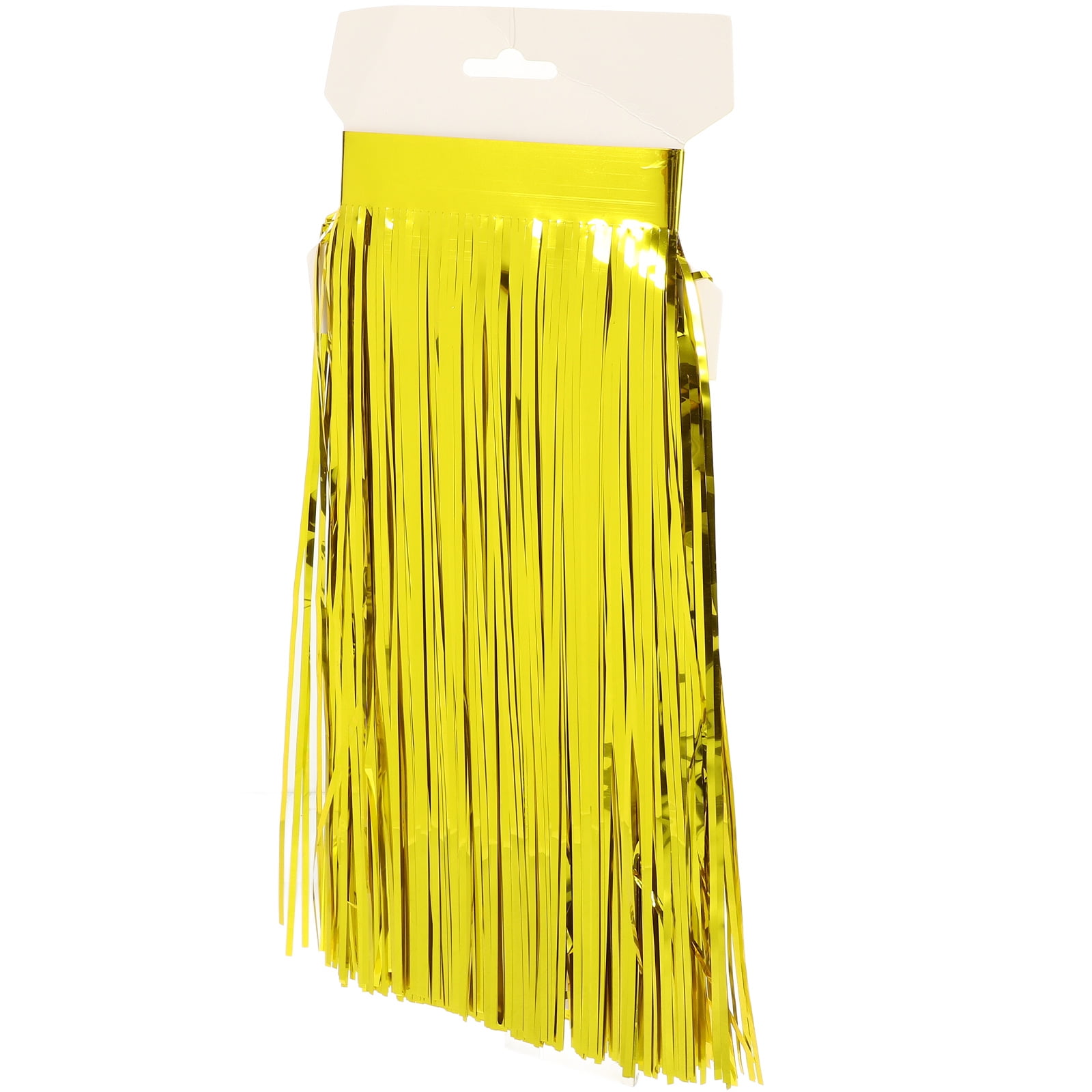 HOMEMAXS Golden Hawaiian Table Skirt for Festive Party Decoration with Plastic Fringe Banner Transform Any