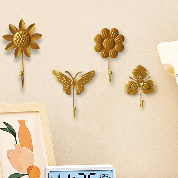 HOMEMAXS Golden Iron Hooks for Wall with Creative Design and Elegant Style for Garden Use Easy to Install 6 Pieces