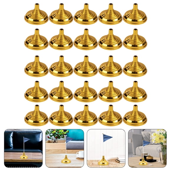 HOMEMAXS Golden Mini Flag Holder for Desk and Table Use Durable Plastic Small Flag Stand Fits Most Flags 50 Pcs