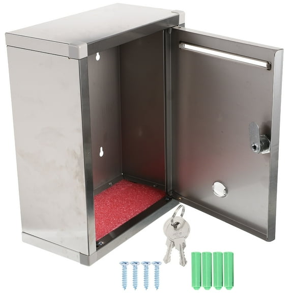 HOMEMAXS Golden Money Mailbox Suggestion Box Office 27X21X11CM Silver