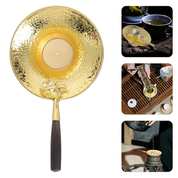 Golden Plastic Tea Strainers with Comfortable Handle, 3.5 Inch, Leak-Resistant for Home Brewing and Perfect Tea Infusion