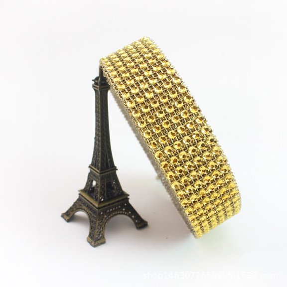 Golden Rhinestone Diamond Ribbons for Decor 9 Meters Plastic Mesh 6 Rows Ideal for Weddings Crafts