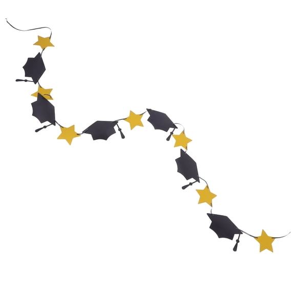 HOMEMAXS Graduation Party Decoration Black Cap Decor Congrats Grad Banner Star Hat Garland Banner Backdrop Photo Booth Props For Graduation Party Supplies