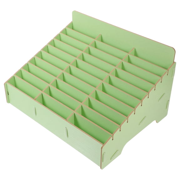 HOMEMAXS Green Wooden Cell Phone Holder for Classroom and Home Use MultiGrid Organizing Box 9.5 x 5.9 x 3.5 inches