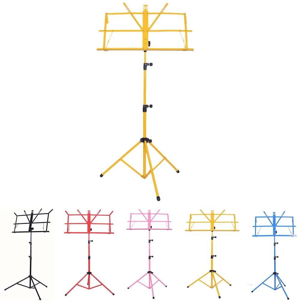 BEADCEST Yellow Folding Music Sheet Tripod Stand Metal Holder Adjustable Height for Music