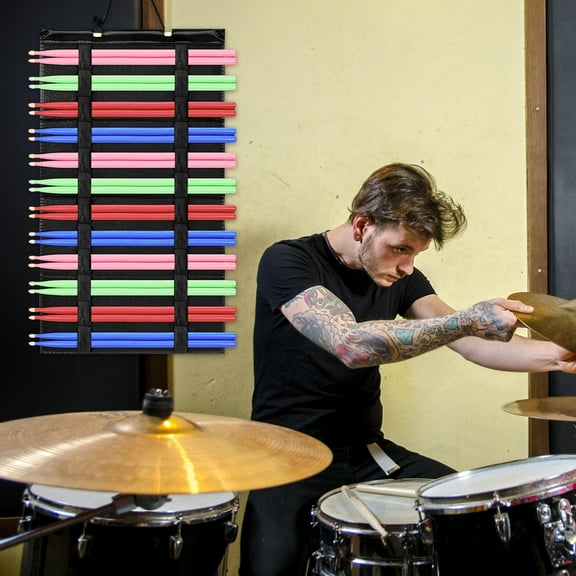 HOMEMAXS Hanging Drumstick Holder Portable Drumstick Display Foldable Felt Drum Stick Holders Drum Sticks Holder Organizer