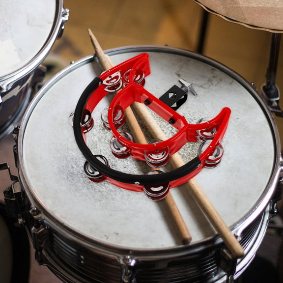 HOMEMAXS Hi-Hat Tambourine Percussion Tambourine With Double Row Jingles Replacement Drum Cymbal Hihat Tambourine For Drum Set Parts