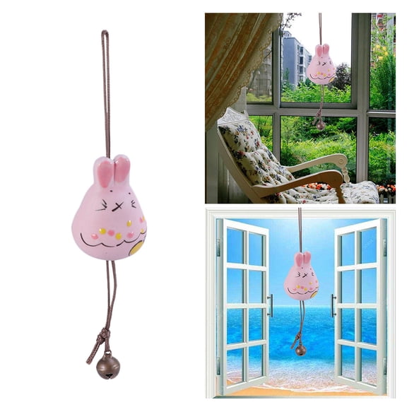Minkissy Hanging Wind Chime Ceramic Pink 1Pack Door Decor Sound Producing