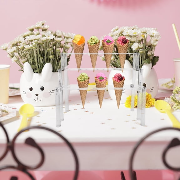 HOMEMAXS  Ice Cream Cone Holder Cones Display Stand Birthday Transparent