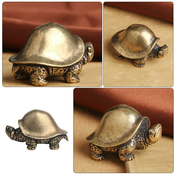 HOMEMAXS  Indoor Desktop Decor Brass Tortoise Adornment Turtle Figurine Toy Animals Elder