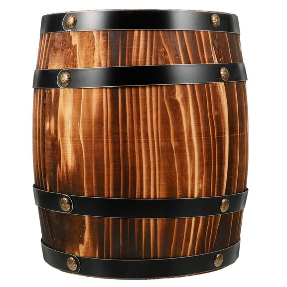 HOMEMAXS Intricately Crafted Wooden Wine Barrel Decor in Dark Brown for Home and Bar Decor 19.5 Inches