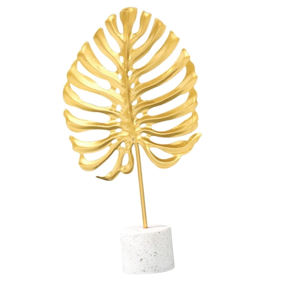 WEUVEB Golden Iron Monstera Desktop Ornament Marble Home Decoration Art