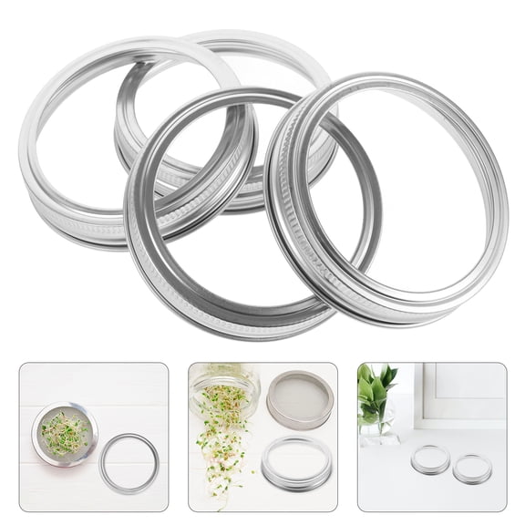 HOMEMAXS Jar Sprouting Rings Stainless Steel Silver Specially Designed for Regular Mouth Jars 4pcs