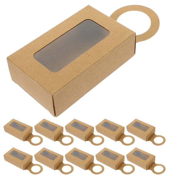 HOMEMAXS Khaki Decorative Storage Case with Transparent Window for Wine Bottle Hanging and Accessories Storage 25pcs