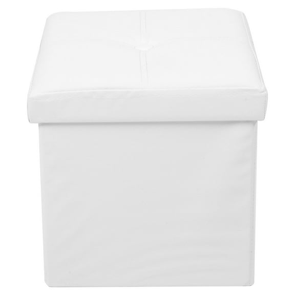 HOMEMAXS Kids Folding Lidded Storage Box Cube Linen Basket Organizer for Toys Clothes Books 27L (White)