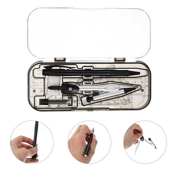 VERDANVERSE geometry compass kit Drawing Compass Toolkit Metal Black Artists Clear Scale 1 Set
