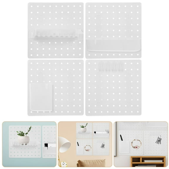 IFANLANDOR Panel Pegboard Abs White 1 Set For Living Room No Drilling Organizer