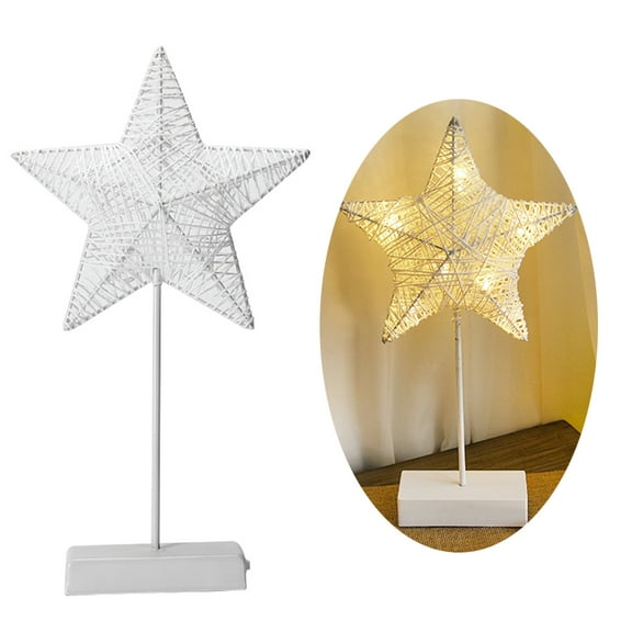LED Night Light Romantic Warm Table Lamp Portable Light for Home Office (Line Tie Five Pointed Star)