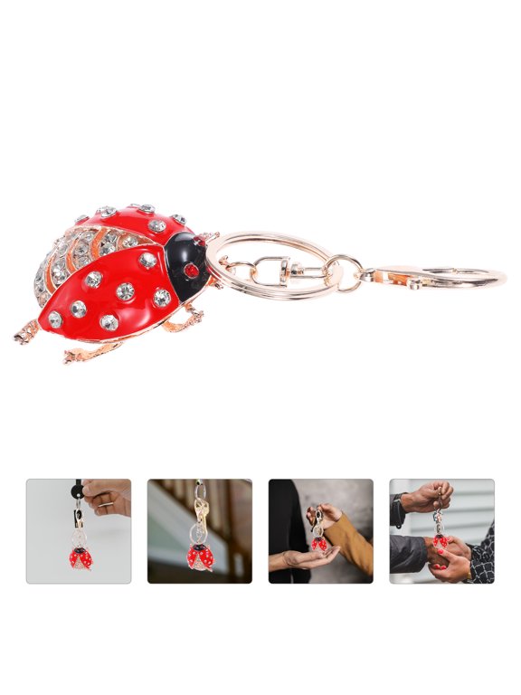 Red Alloy Ladybug Metal Keyring Creative Pendant for Decor Use